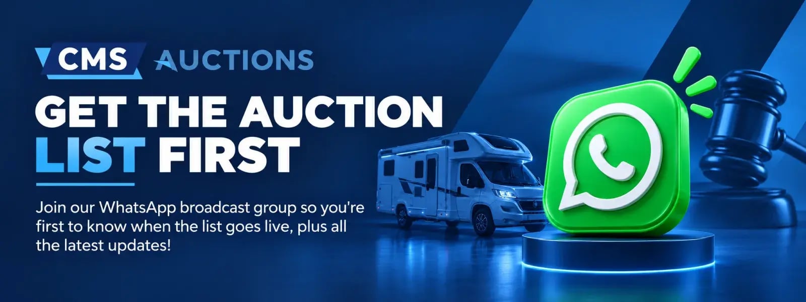 Get the auction list first — join our WhatsApp broadcast group to be first to know when the list goes live